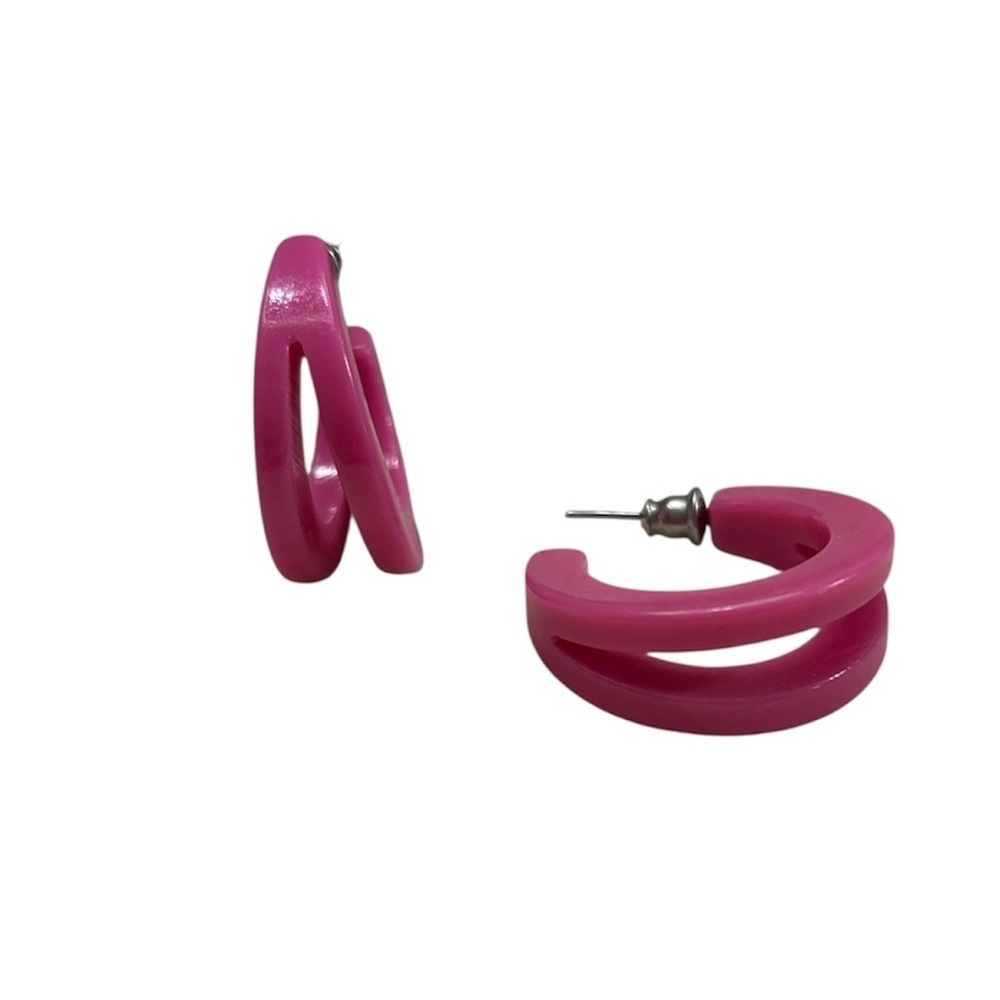 Hot pink Hoops, Vintage earrings